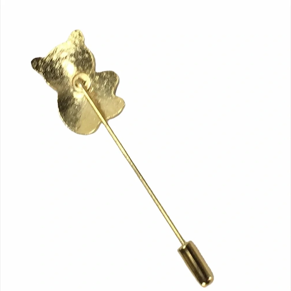 Panda Bear Brooch, Black, White, Gold Tone - Picture 3 of 4